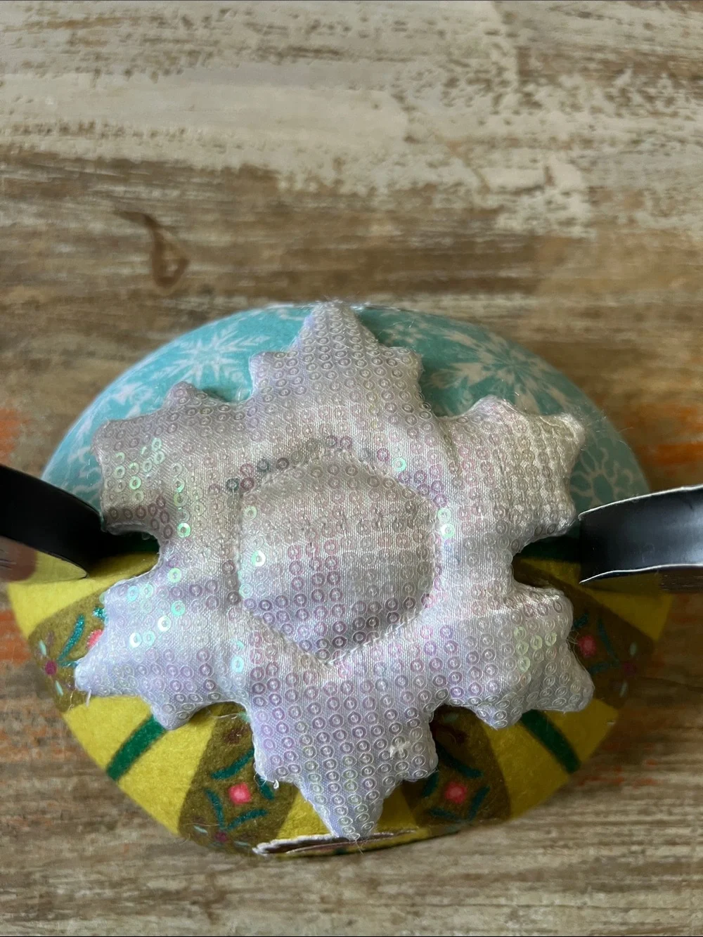 Disney Parks 2 Sided Frozen-Inspired Snowflake Mickey Ears Hat Adult Elsa & Ann
